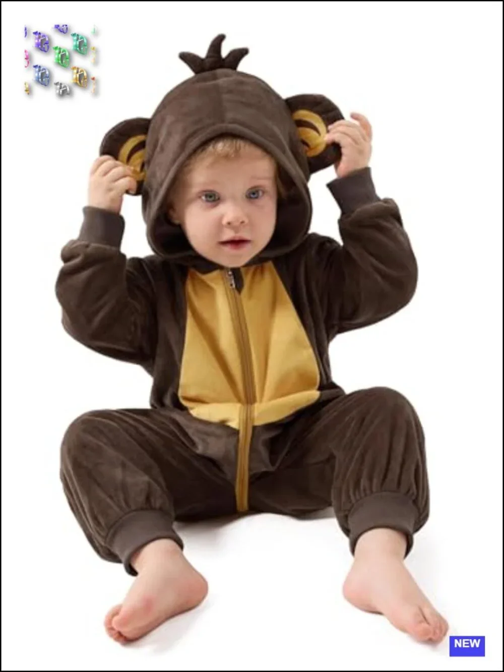 Halloween Baby Monkey Costume Hooded Jumpsuit Toddler Cosplay